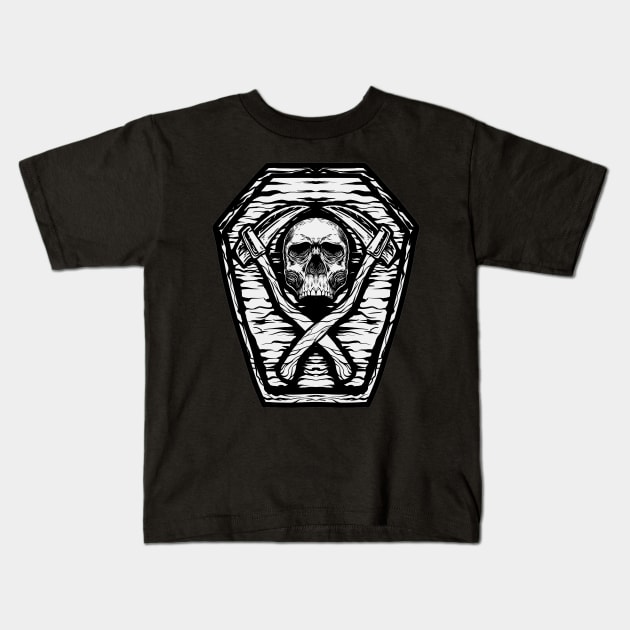 Our Coffins Skull Kids T-Shirt by three.gu